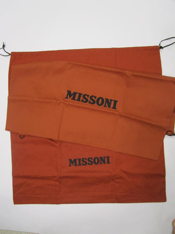 2 Missoni Italy Large Dust Bag Cover Purse Storage Drawstring Orange