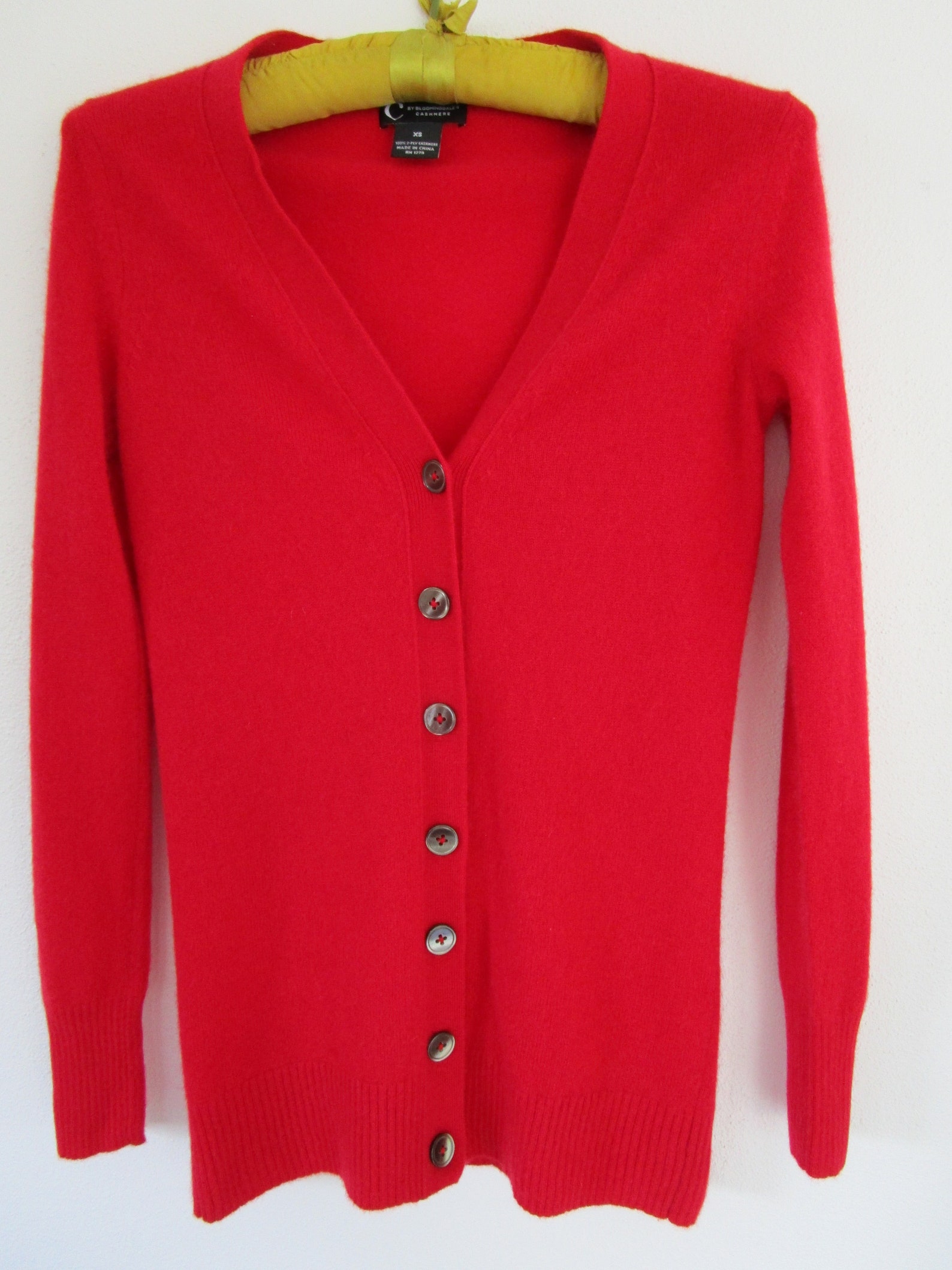 XS Red CASHMERE Cardigan Cardy Sweater Bloomingdales Knit - Etsy