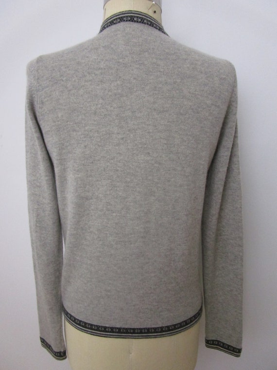 M Gray CASHMERE Open Cardigan Sweater Knit Intars… - image 9