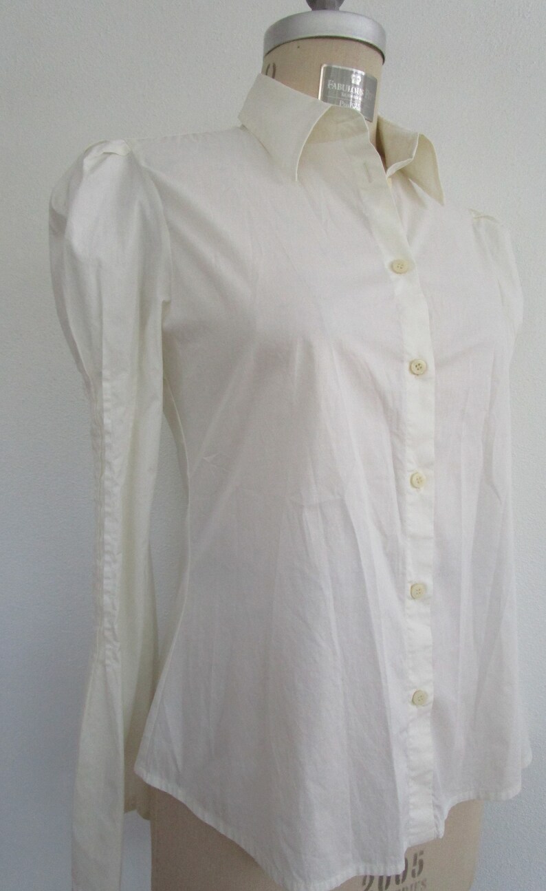 S Puff Sleeve Blouse Just Cavalli Italy Gathered Tucked Pearl Top Shirt Shirting image 2