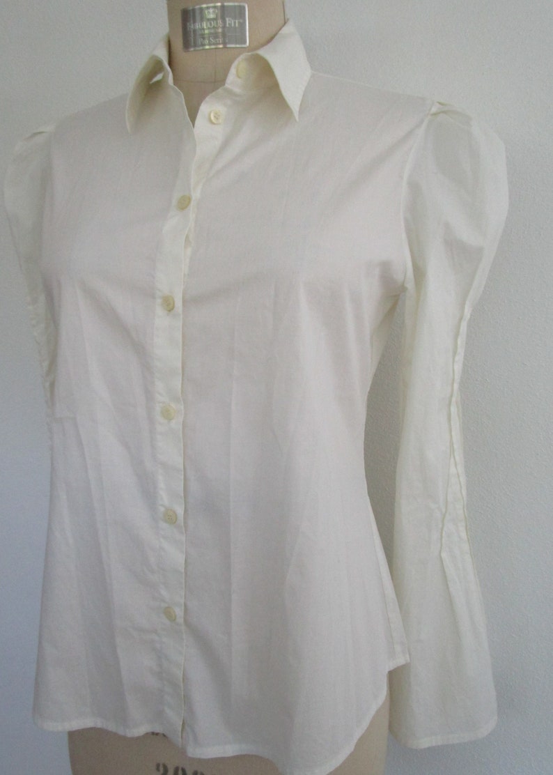 S Puff Sleeve Blouse Just Cavalli Italy Gathered Tucked Pearl Top Shirt Shirting image 1