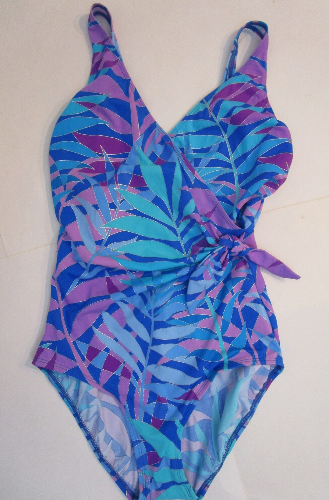 Sz14 Tropical Roxanne One Piece Shirred Swimsuit Aqua Fuchsia - Etsy