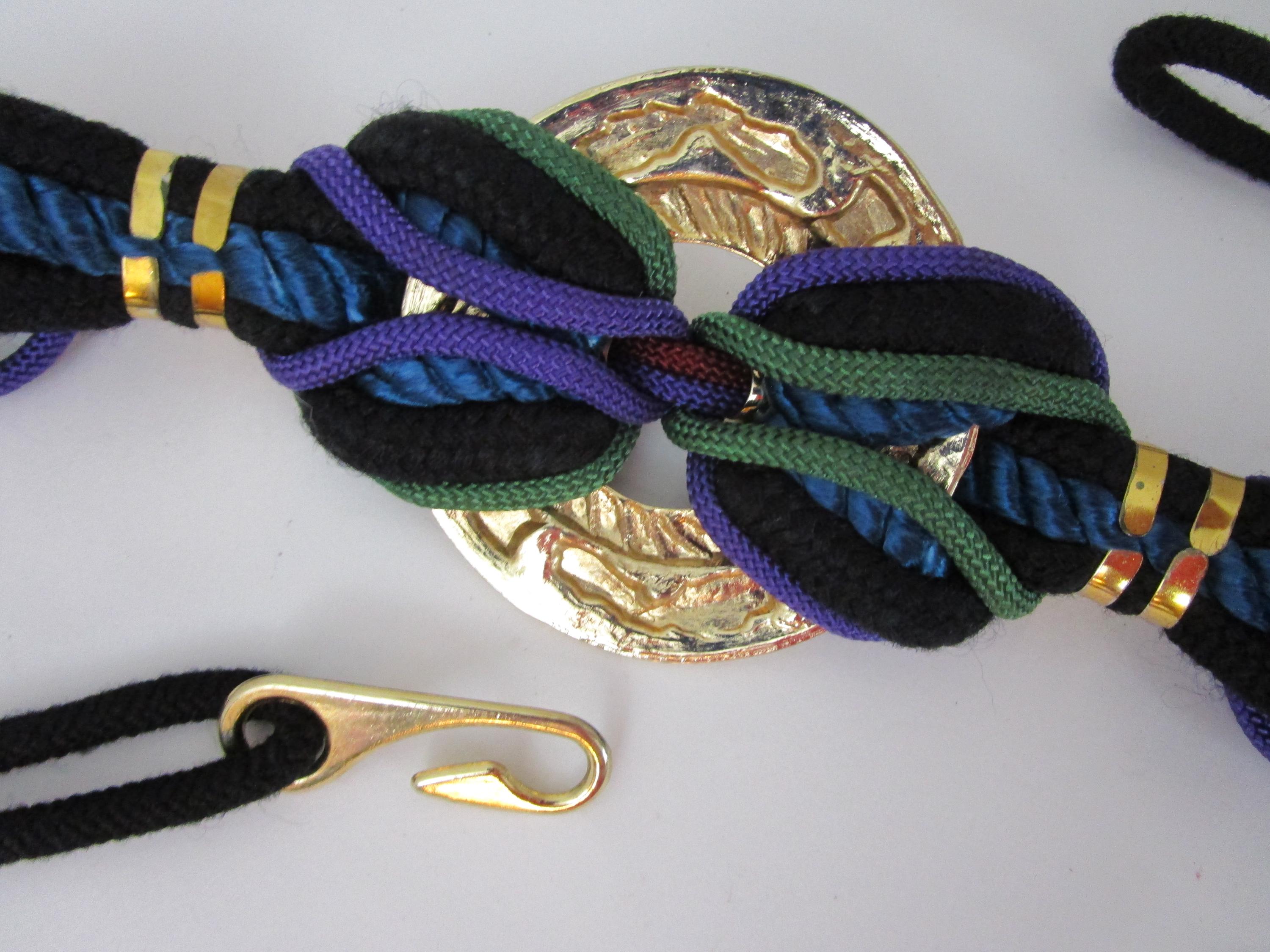 Vintage 1980s Macrame Braided Rope Belts Gold Twisted Taiwan  display picture 1