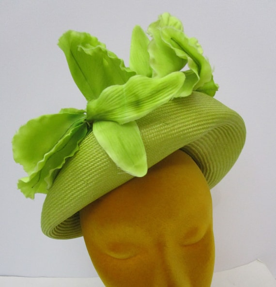 Jack McConnell Chartreuse Straw Hat Molded Torque 