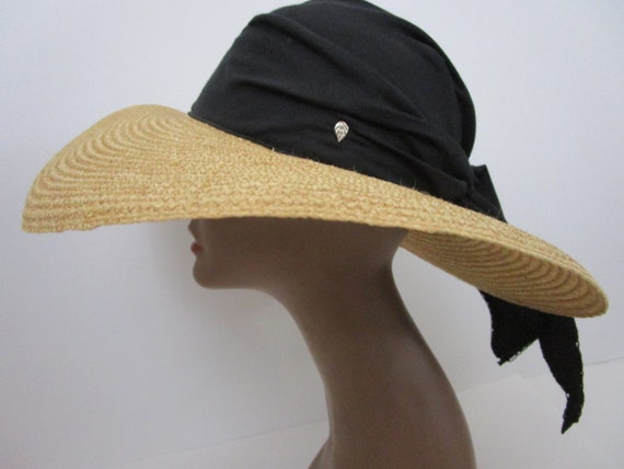 Helen Kaminski Australia Natural Raffia Straw Brim Hat Silk  display picture 2