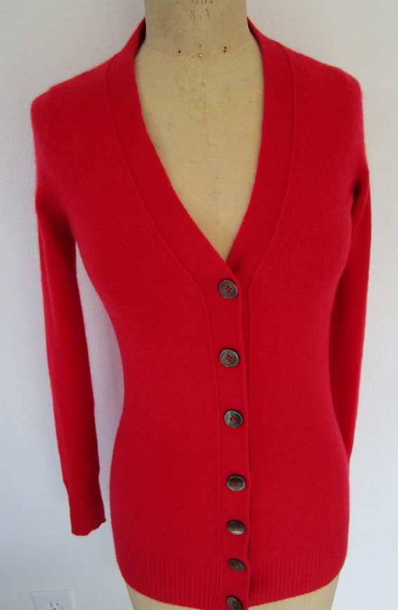 XS Red CASHMERE Cardigan Cardy Sweater  Bloomingda