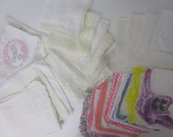 Lot 23 Handkerchiefs Hankys Tatting Embroidery Lace Cutwork Vintage