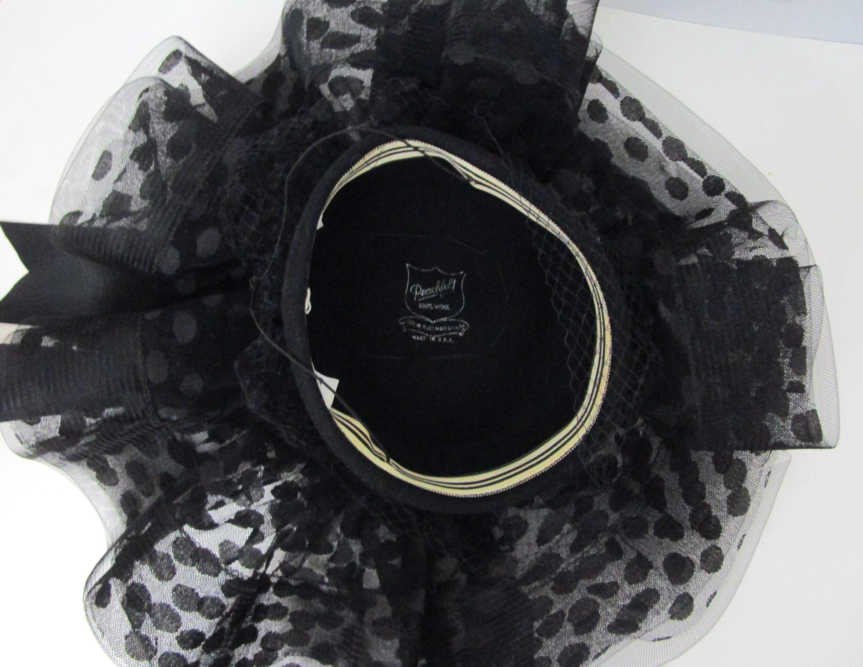 Dotted Sheer Tulle Veiled Fascinator Whimsy Hat Cocktail 