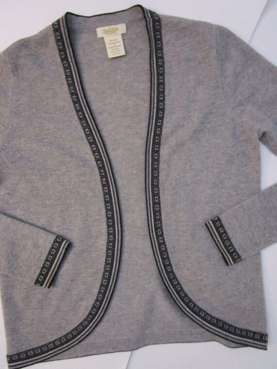 M Gray CASHMERE Open Cardigan Sweater Knit Intars… - image 3