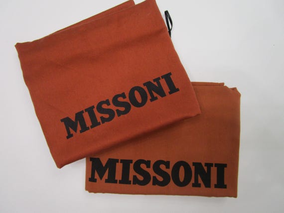 2 Missoni Italy Large Dust Bag Cover Purse Storage Drawstring Orange View 2