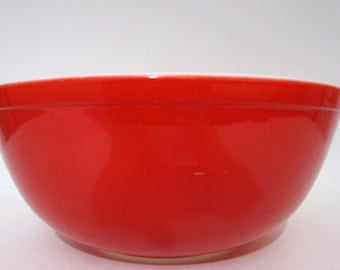 Bol individual para mezclar Pyrex Primary Red 404, fabricado en EE. UU. en la década de 1950, 4 cuartos de galón.