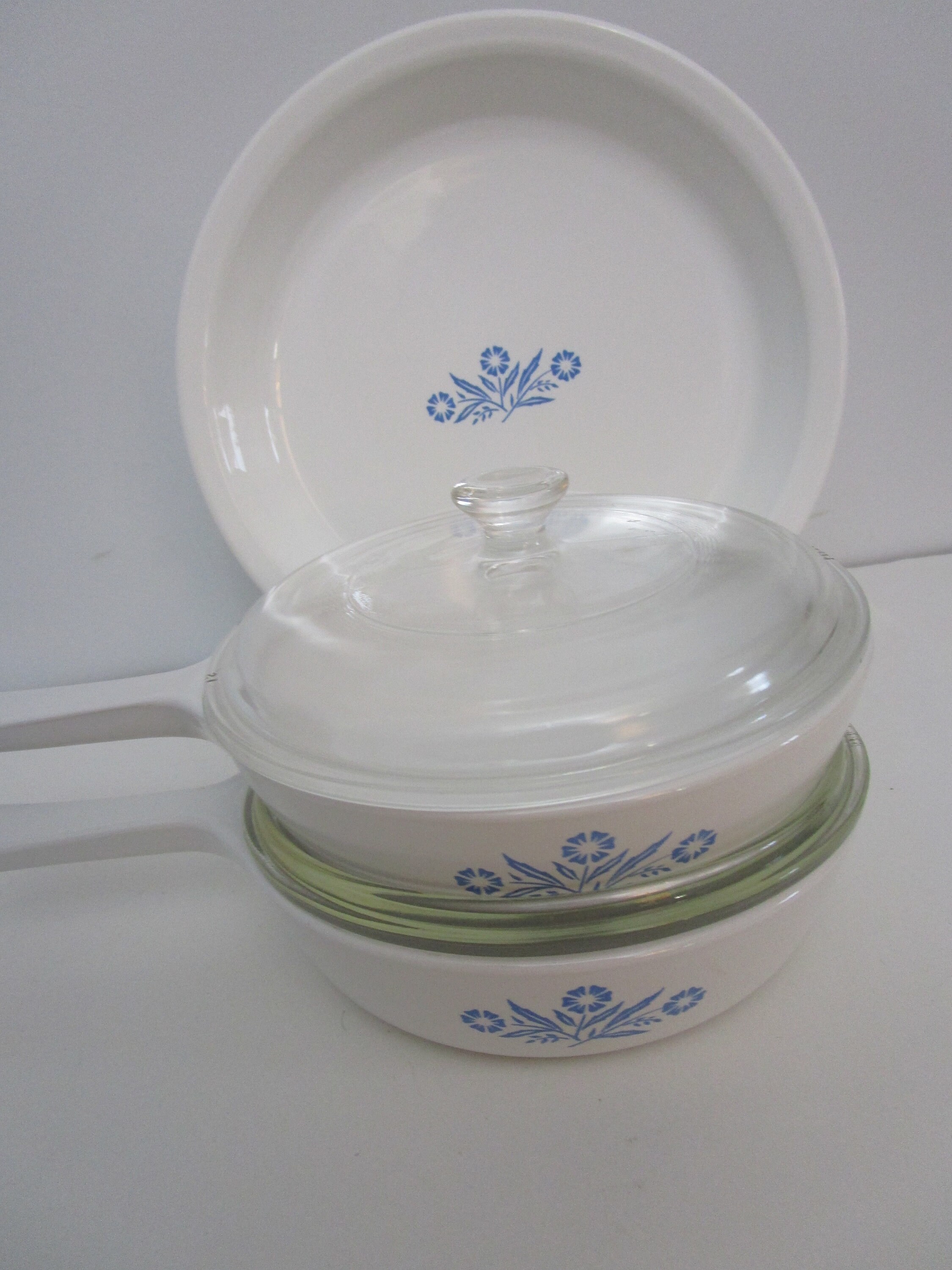 コーニングウェア ブルー コーンフラワー 2ハンドルキャセロール 蓋