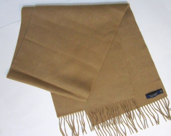 Khaki Macys CASHMERE Scarf Muffler Fringe Club Room Cuddly Luxury