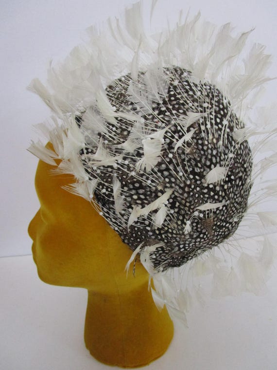 Jack Mcconnell Domed Feather Hat Black White Dotted Wedding  display picture 1