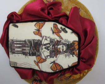 Monarch Butterfly Steampunk Woman Percher Whimsy Hat Wheat Straw Church Easter Monarch Butterfly Steampunk Woman Percher Whimsy Hat Wheat  main image 2