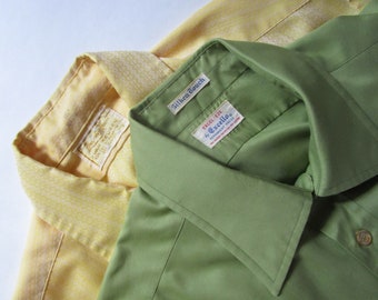 Dads L Short Sleeve Button Front Shirt Vintage 70s Nerd Van Heusen Printed