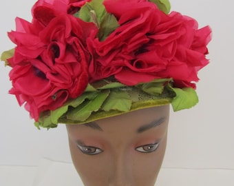 Irene New York Whimsy Hat Deep Magenta Silk 1950s Spring  display picture 1