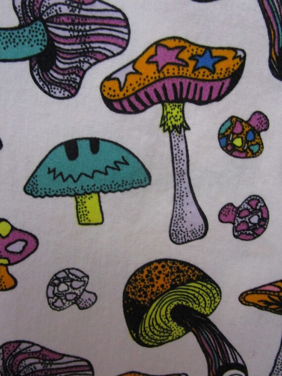 L Mens Mushroom Vintage 1980s Cotton Button Front… - image 4