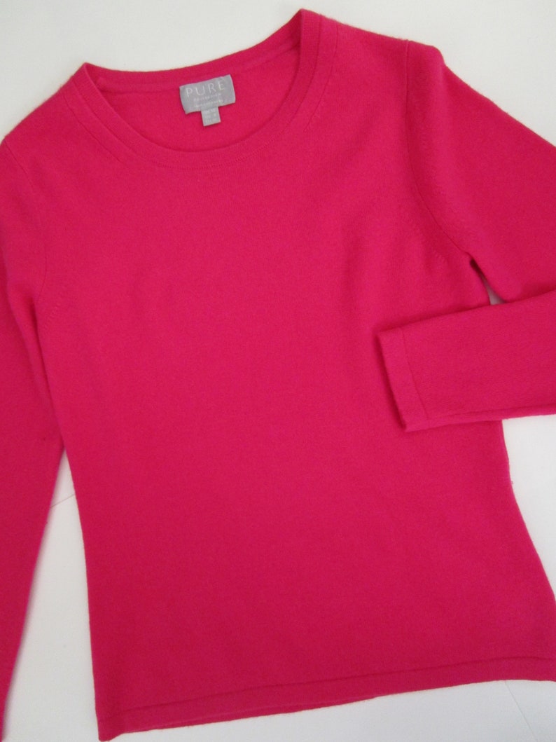 XS Sustainable CASHMERE Pink Pullover Knit Sweater Crew Neck Cuddly image 5