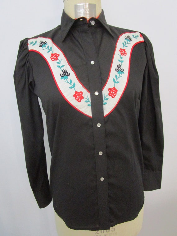 Rockmount Ranch Vintage 70s Cowgirl Rodeo Shirt P… - image 1