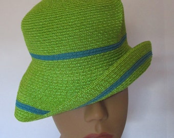 Fun Diane Harty Millinery Hat Green Teal USA Handmade