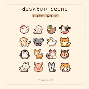 Tier Desktop Icons | Pixel Desktop Icons | süße Tiere Desktop Icons | pixel Tiere notion Icons