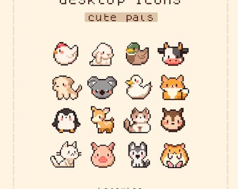 動物のピクセルデスクトップアイコン | ピクセルデスクトップアイコン | かわいい動物のデスクトップアイコン | ピクセル動物の概念アイコン