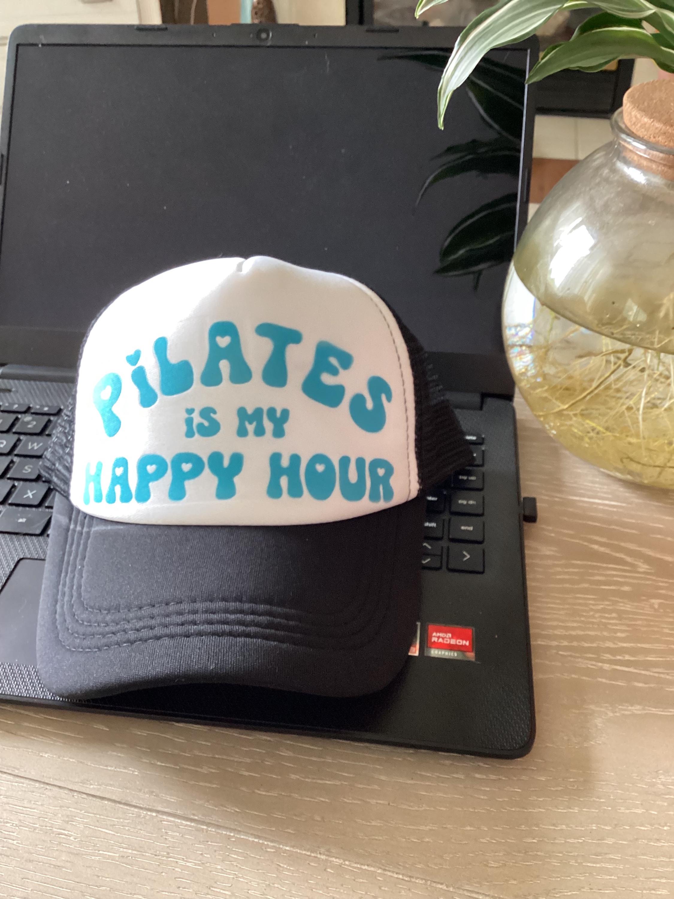 Anthropologie Daily Practice Pilates is my happy place Trucker Hat Pilates Is My Happy Hour Trucker Hat – Manning main image 2