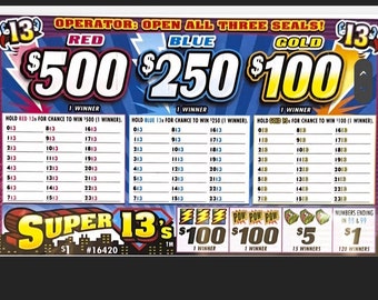 Super 13's Holder Ticket Pulltabs  - Fun Game for Your Next Pulltabs, Casino , Bingo Night