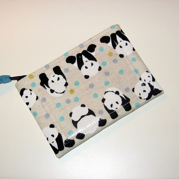 Zipper Pouch with or without Clear Vinyl Pocket Window- Coin Purse Card Organizer Holder - PANDA