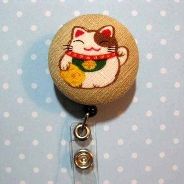 FUN BADGE - Clip-on Retractable Reel ID Badge Holder - MANEKI NEKO LUCKY CAT