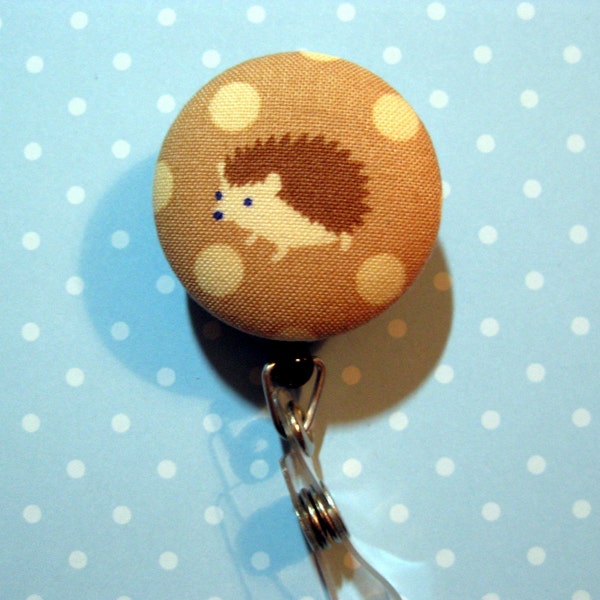 FUN BADGE - Clip-on Retractable Reel ID Badge Holder - KAWAII HEDGEHOG.  Also, available on Pink.