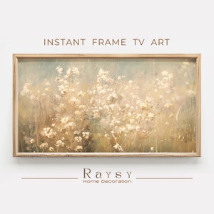 Cornice TV Art Fiori di campo vintage, Samsung Frame TV Art, Arredamento Spring Cottage Farmhouse, Stile di pittura vintage, Salvaschermo per download digitale