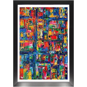 Abstract Colorful Expressive Painterly Style Framed Art Print. Framed poster, colorful wall art, fine art print, wall art framed.