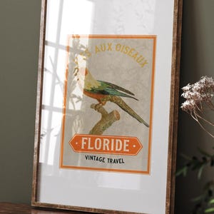Poster Stampe Florida Bird Vintage A4, Poster Minimalista Retro Travel Art Exotic Islands Eco-Friendly Wall Decor
