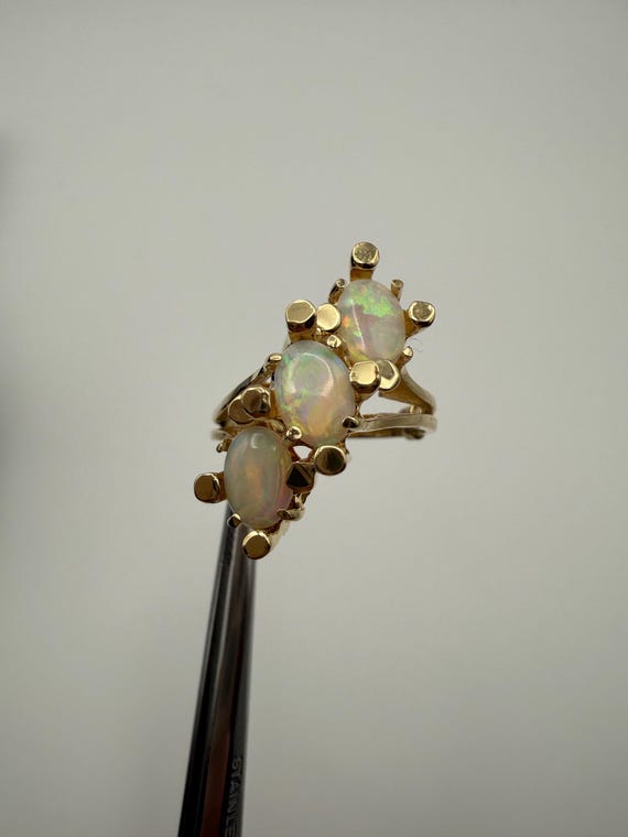 Opal Sculptural Ring 14k Solid Gold - image 8