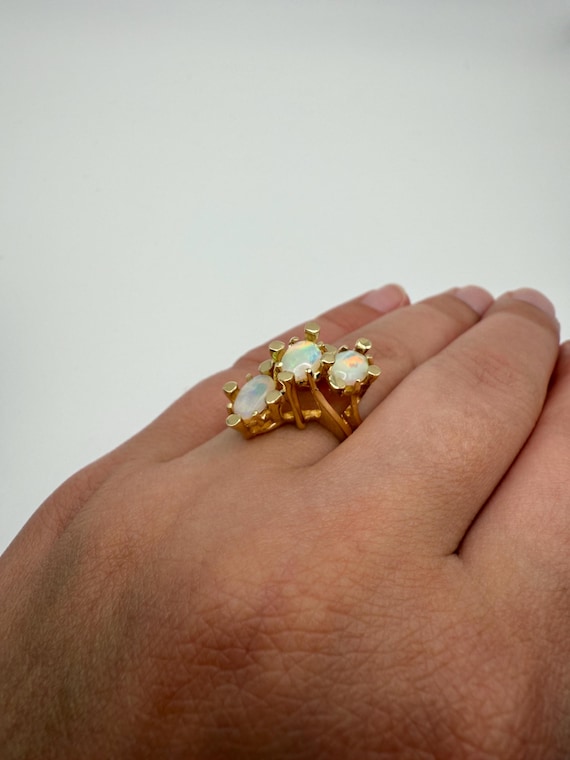 Opal Sculptural Ring 14k Solid Gold - image 7