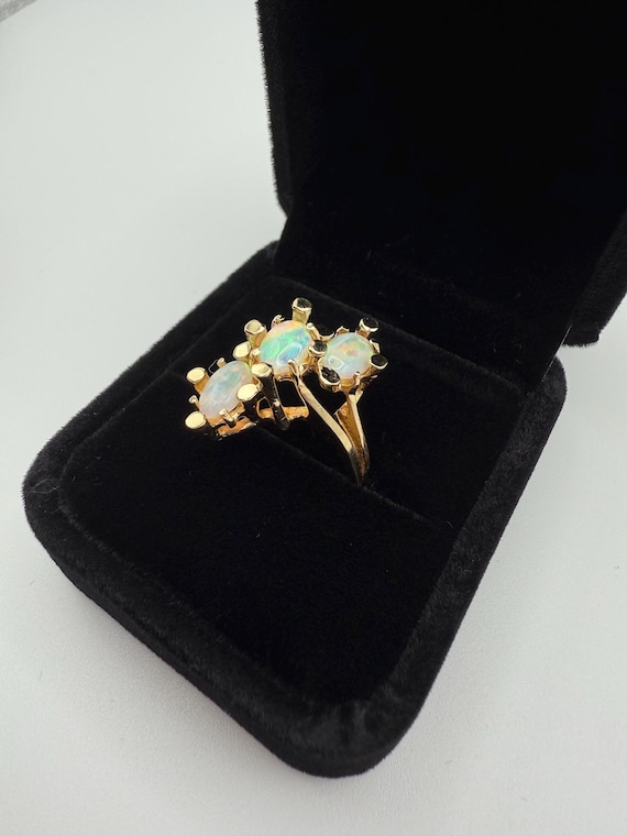 Opal Sculptural Ring 14k Solid Gold - image 2