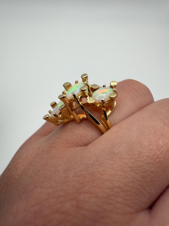 Opal Sculptural Ring 14k Solid Gold - image 6