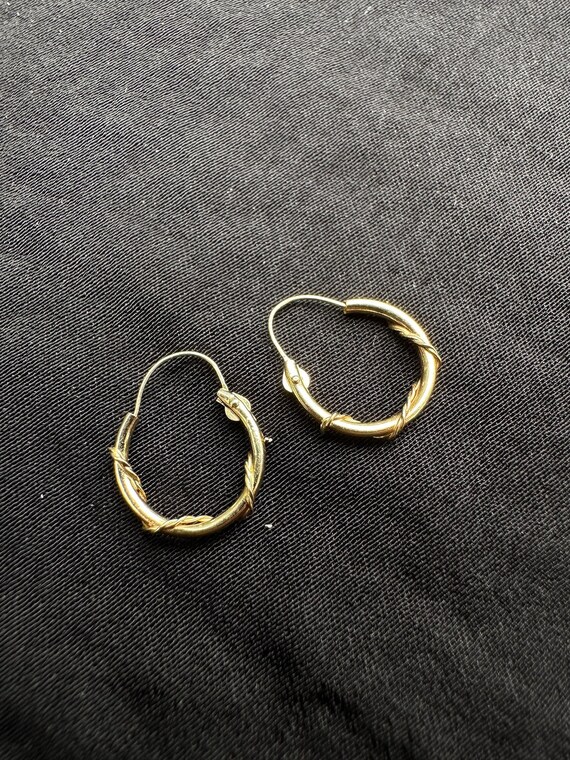 14k Gold Wire Wrapped Hoop Huggie Earrings