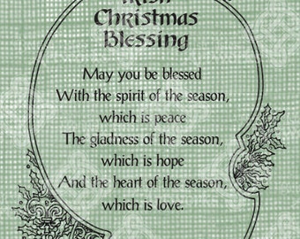 Digital Download Celtic Christmas Illustration Holly Frame, elegant Vintage drawing with Irish Christmas Blessing digi stamp, digis