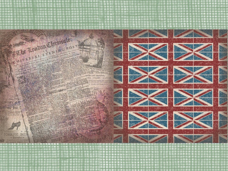 12x12 Plaid Tartan Grunge jpg files Great Britain England British English Union Jack Flag Set of 6 Vintage UK Digital Scrapbook Paper Pack