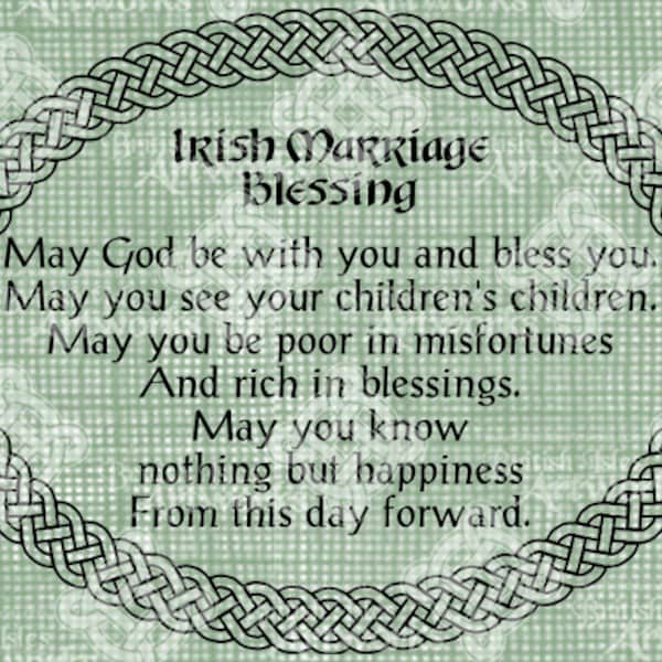 Digital Download Irish Marriage Blessing, Irish Verse with Celtic Knot border, elegant Wedding digi stamp, Love Typography, Digital Transfer