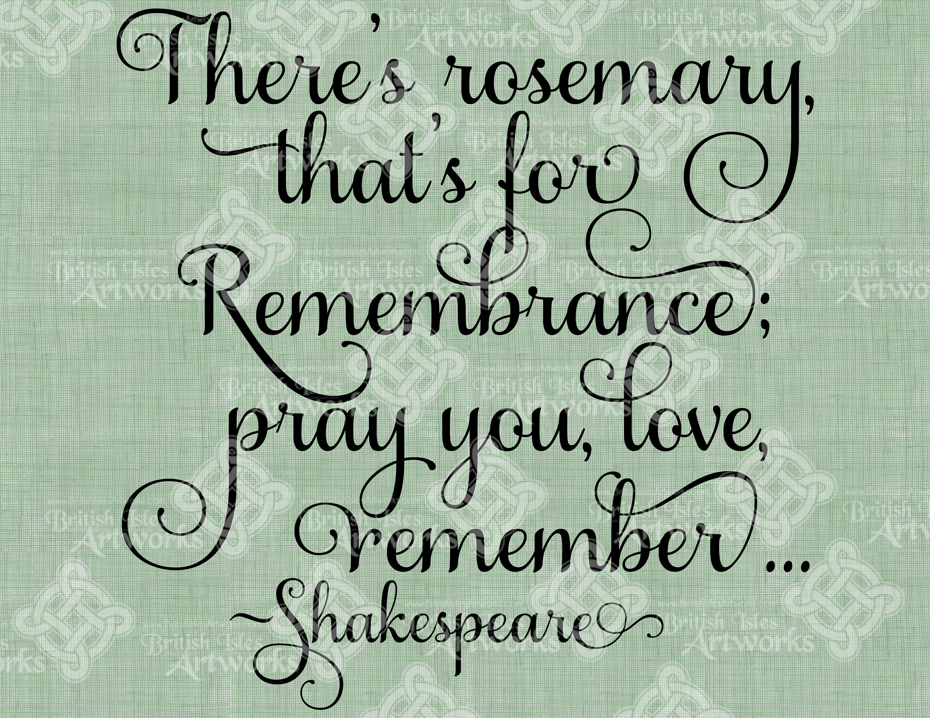 Digital Download Rosemary for Remembrance Quote Typography Digi Stamp