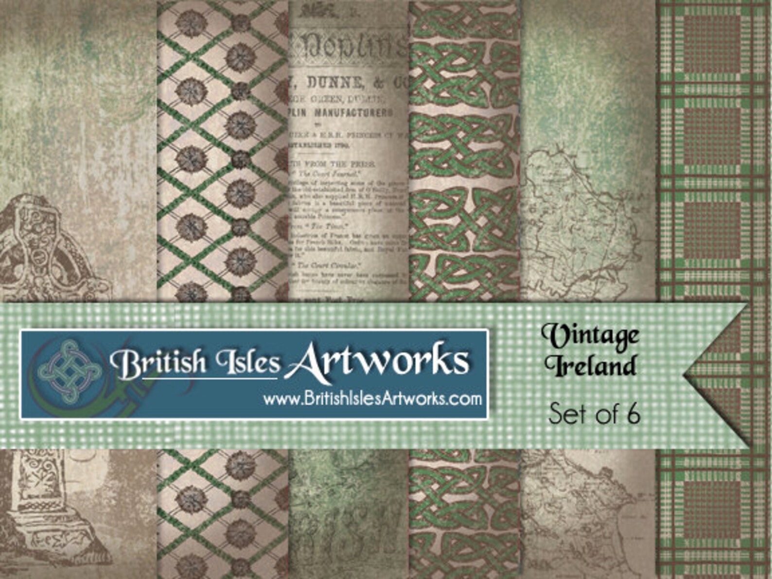 Vintage Ireland Digital Scrapbook Paper Pack Celtic Knots Etsy