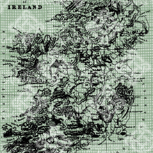 Digital Download Irland Karte, Digi-Stempel, digitale Stempel, Großbritannien UK-Karte, antike Illustration, digitale Übertragung