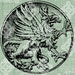 Digital Download Round Griffin, Mythological Creature Beast digi stamp, Fantasy Gothic Gryphon Circle Vintage illustration, Digital Transfer