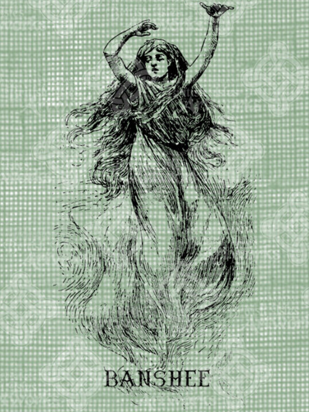 Digital Download Banshee Vintage Graphic Digi Stamp Fairy Etsy