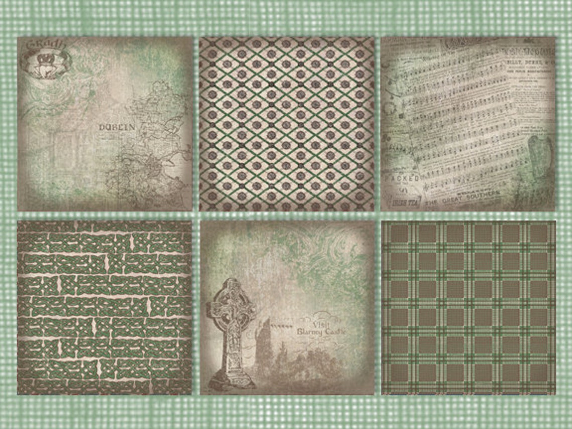 Vintage Ireland Digital Scrapbook Paper Pack Celtic Knots Etsy