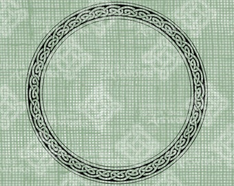 Digital Download Celtic Knot Round Border Frame digi stamp, Irish Design, St Patricks Day Celtic Knotwork Spiral Circular Medallion Transfer